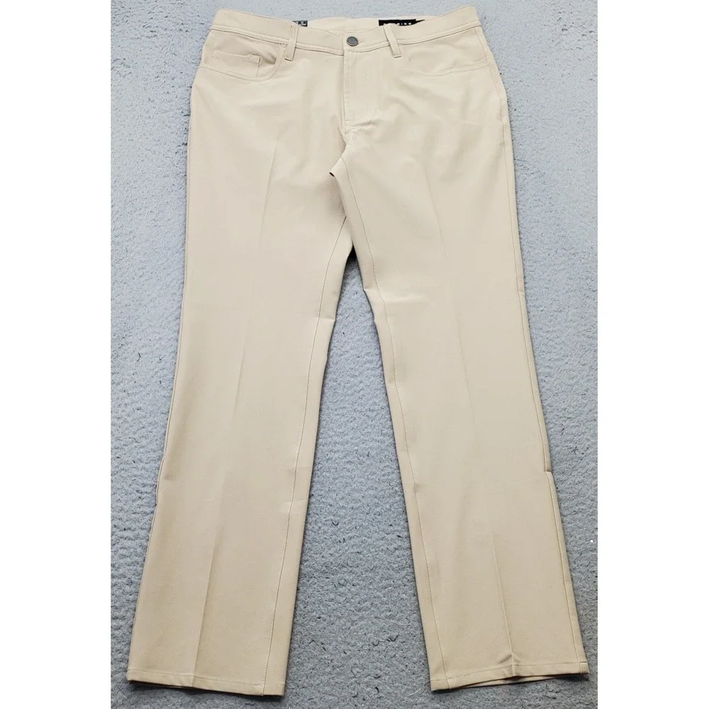 Dunning Golf Chino Pants Mens 32/30 Tan Performance Stretch Quick Dry D7S21P068